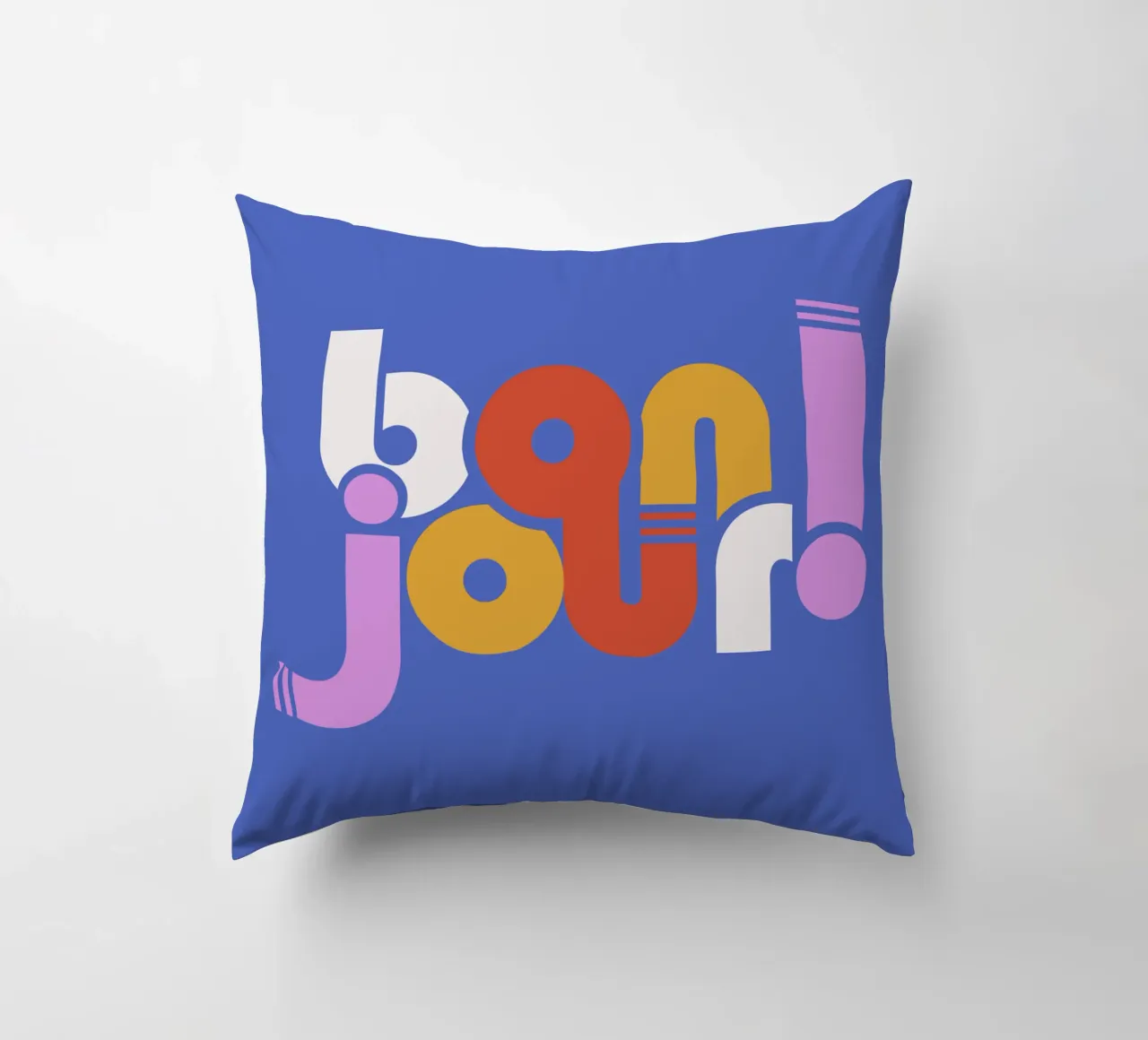 Modern "Bonjour!" French Typography Art Print cuscino da showmemars
