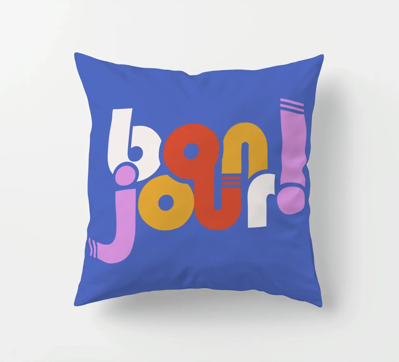 Modern "Bonjour!" French Typography Art Print cuscino da showmemars