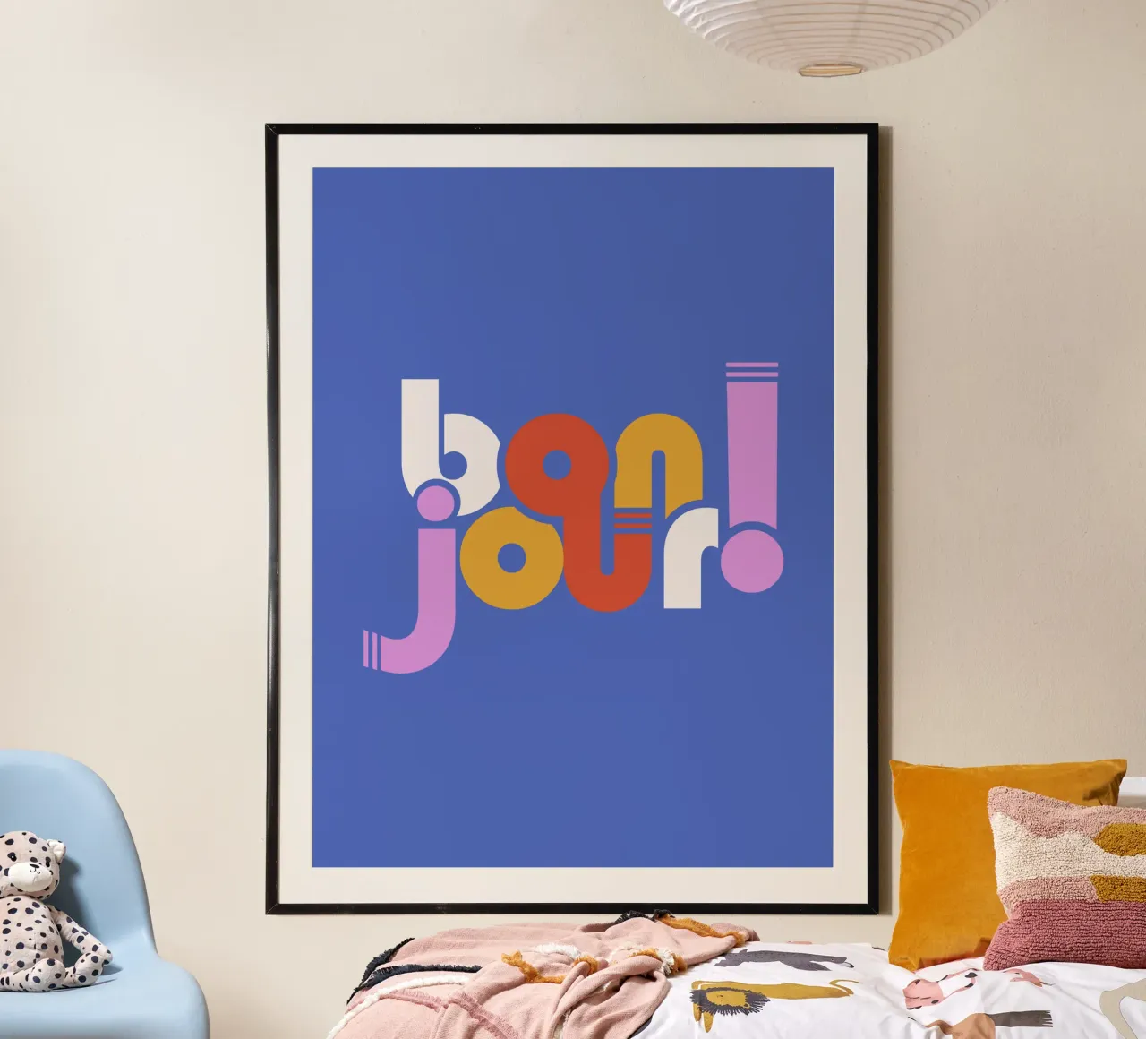 Modern "Bonjour!" French Typography Art Print carta hahnemühle da showmemars