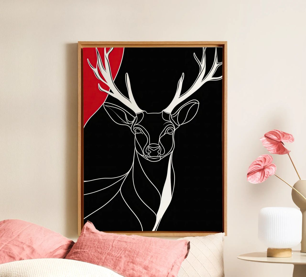 Hirsch | Lineart Leinwand von Autofocus