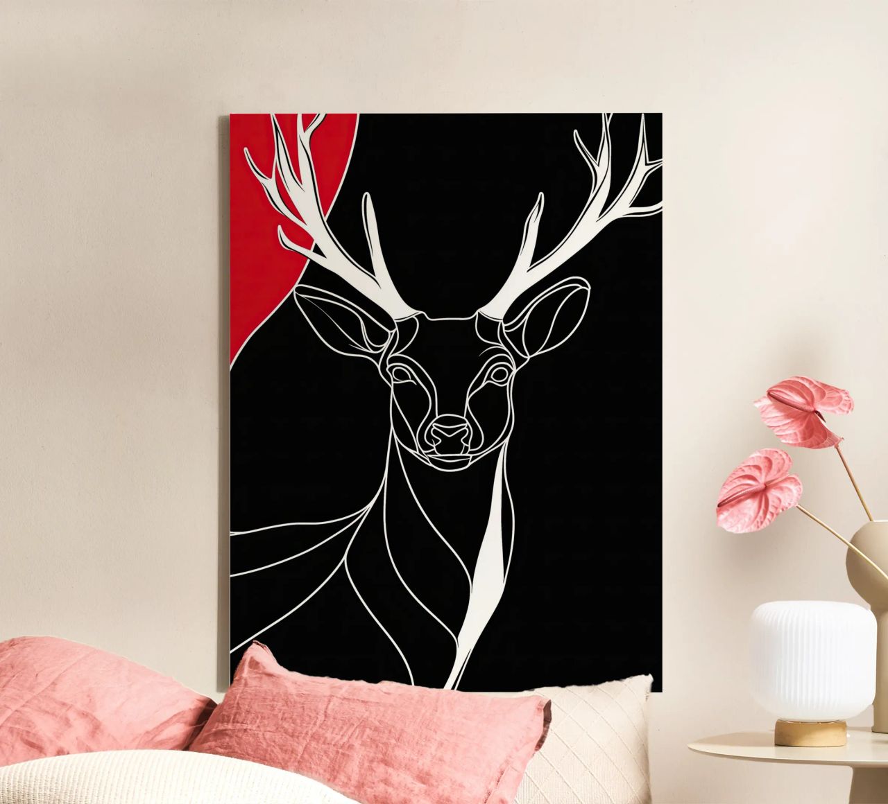 Hirsch | Lineart Leinwand von Autofocus