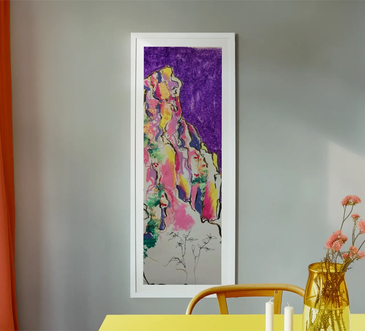Montagne dorée poster con telaio in alluminio da Bénédicte Berthod