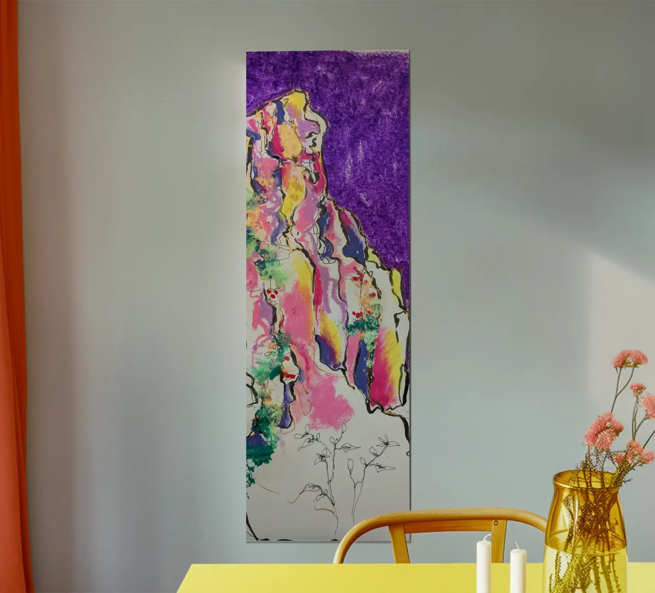 Montagne dorée poster con telaio in alluminio da Bénédicte Berthod