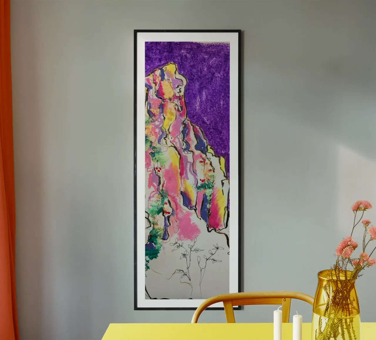 Montagne dorée poster con telaio in alluminio da Bénédicte Berthod