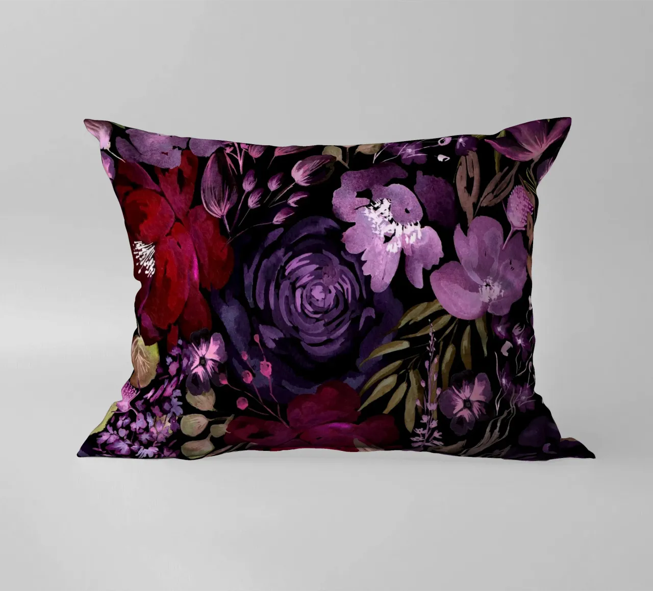Dark Floral Chaos - Red cuscino da anisillustration