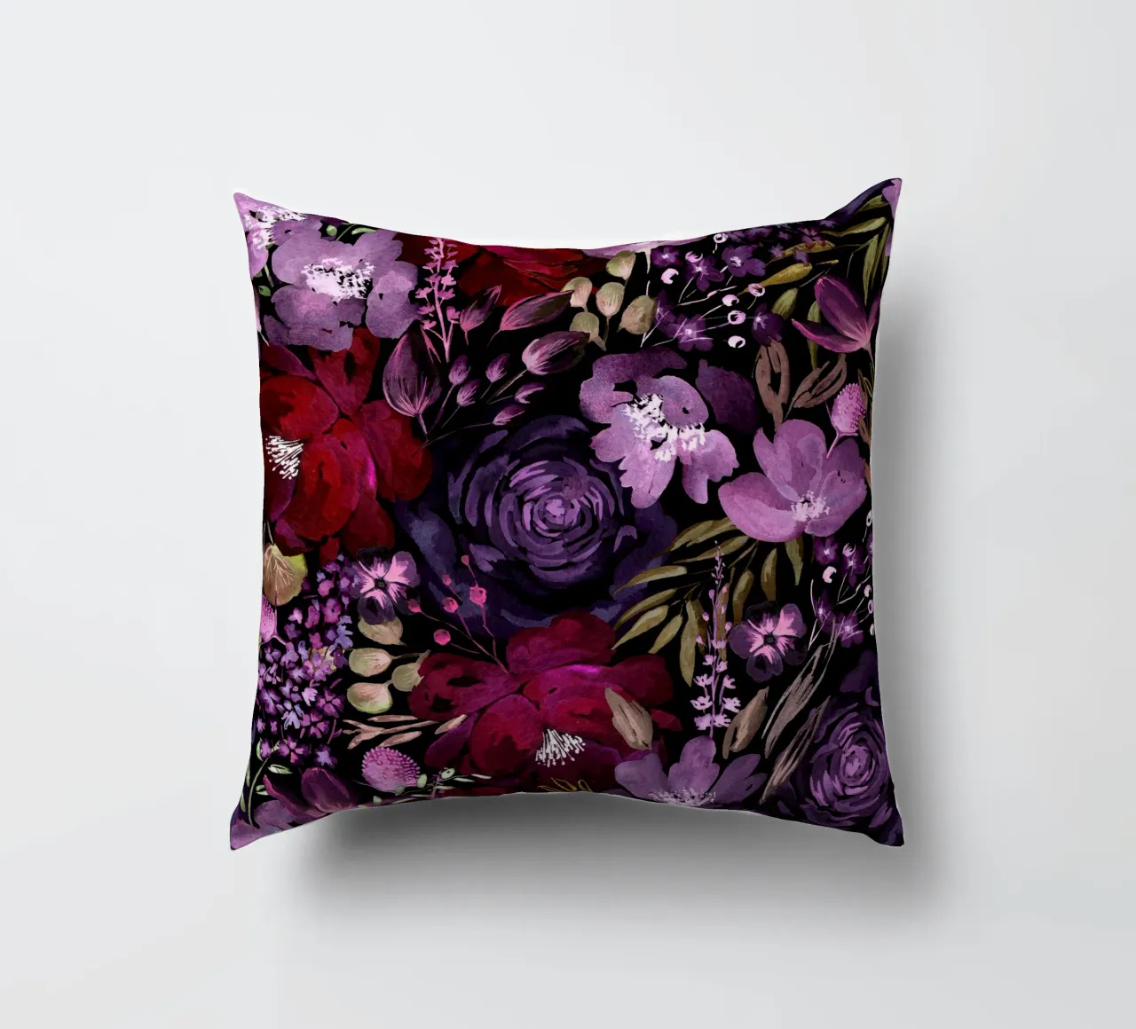 Dark Floral Chaos - Red cuscino da anisillustration
