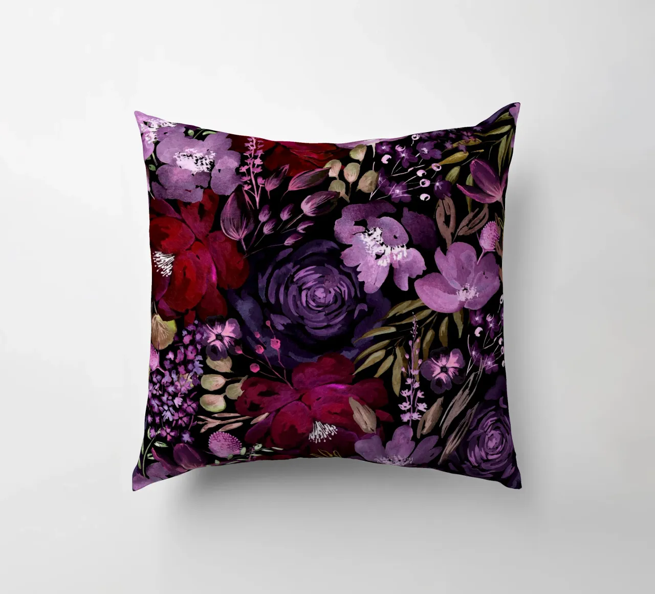 Dark Floral Chaos - Red cuscino da anisillustration