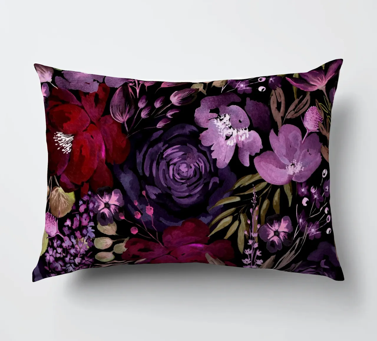Dark Floral Chaos - Red cuscino da anisillustration