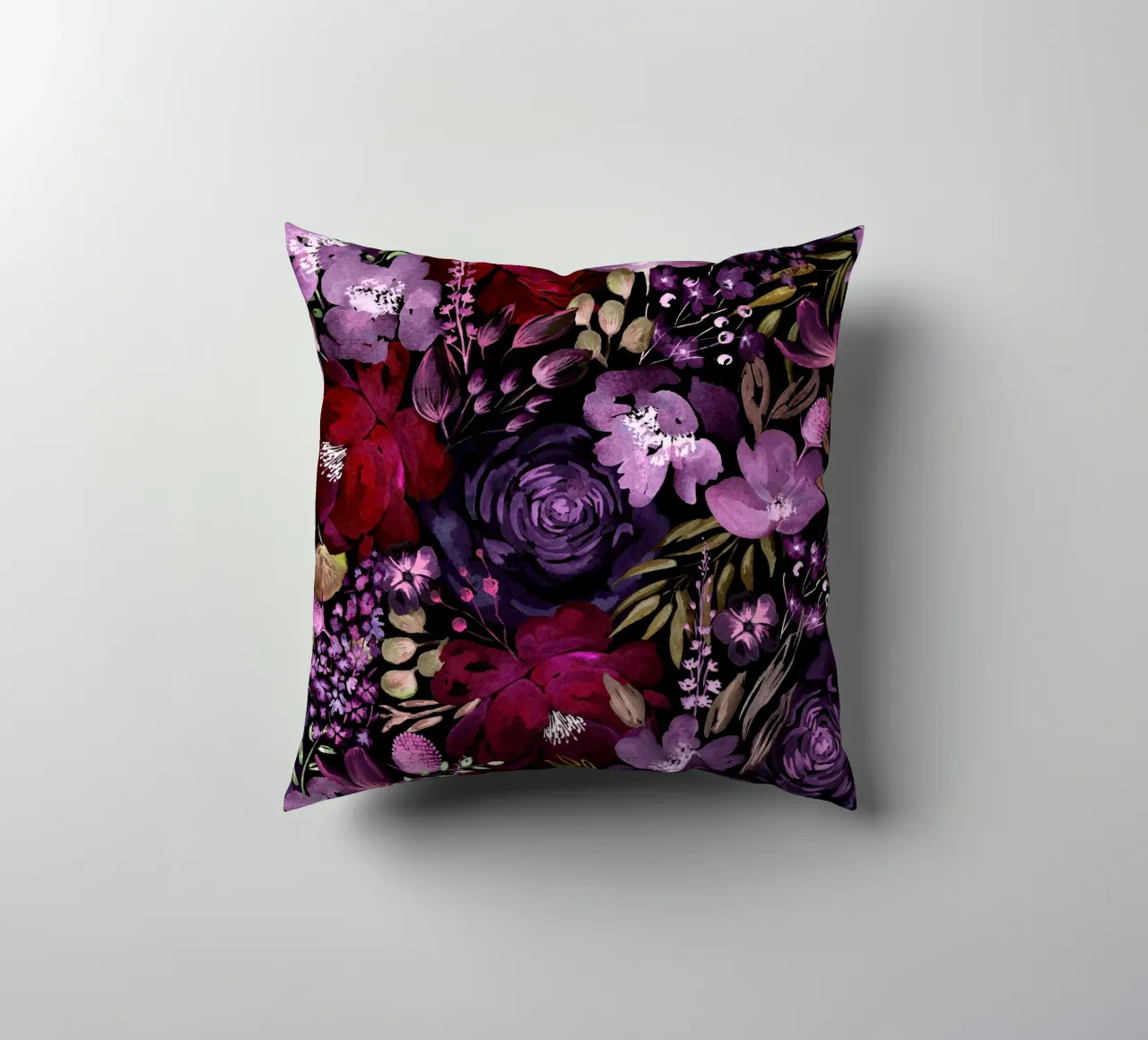Dark Floral Chaos - Red cuscino da anisillustration