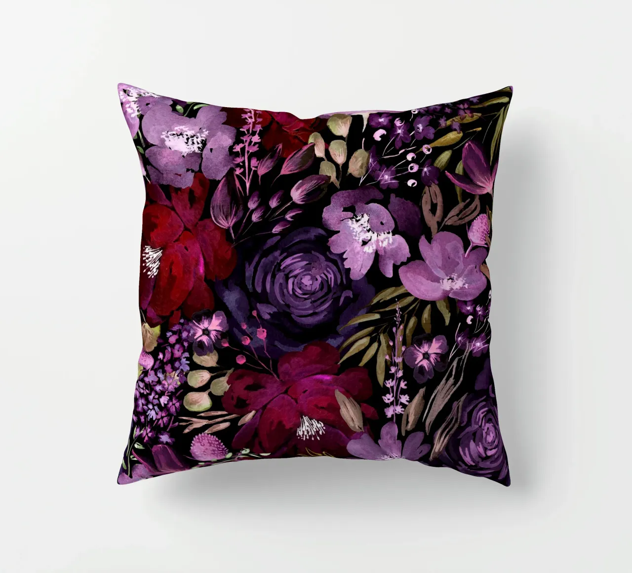 Dark Floral Chaos - Red cuscino da anisillustration