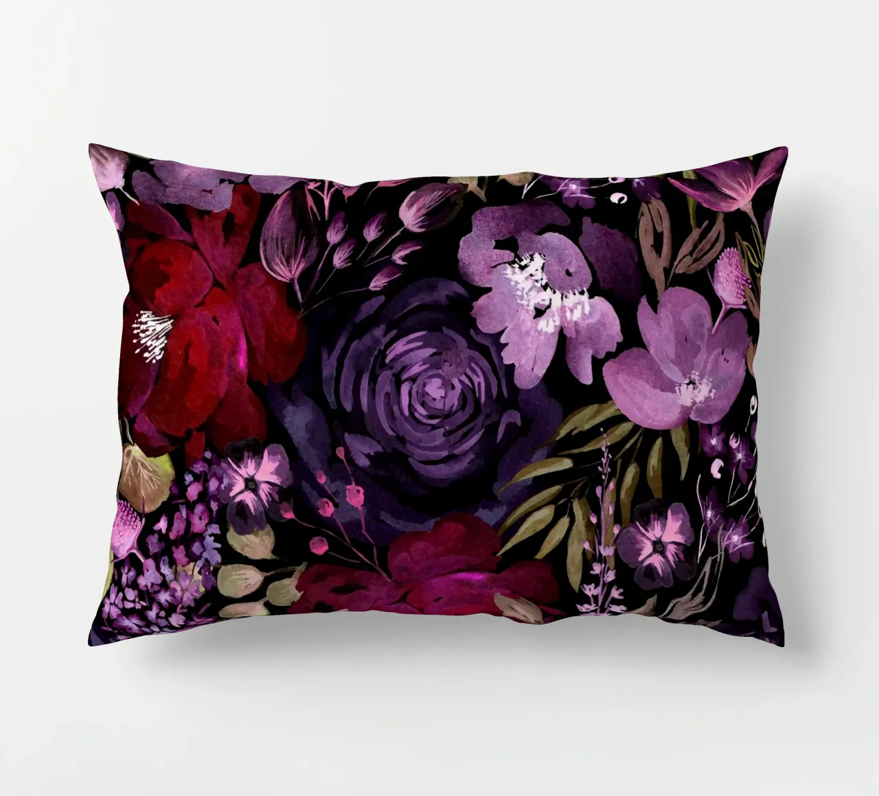 Dark Floral Chaos - Red cuscino da anisillustration