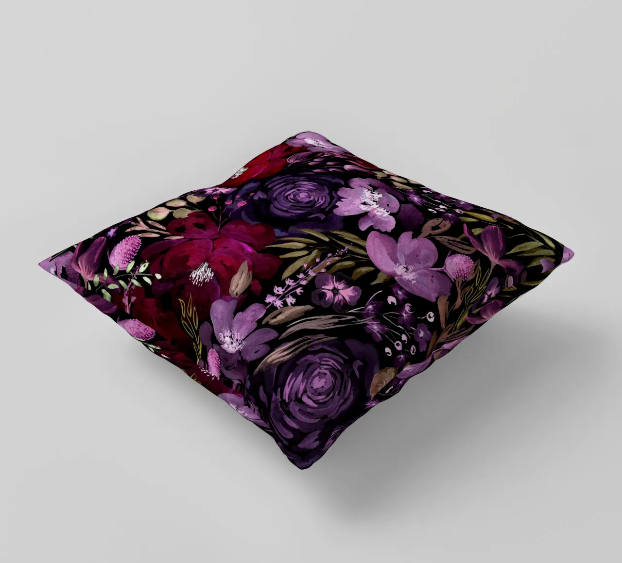 Dark Floral Chaos - Red cuscino da anisillustration