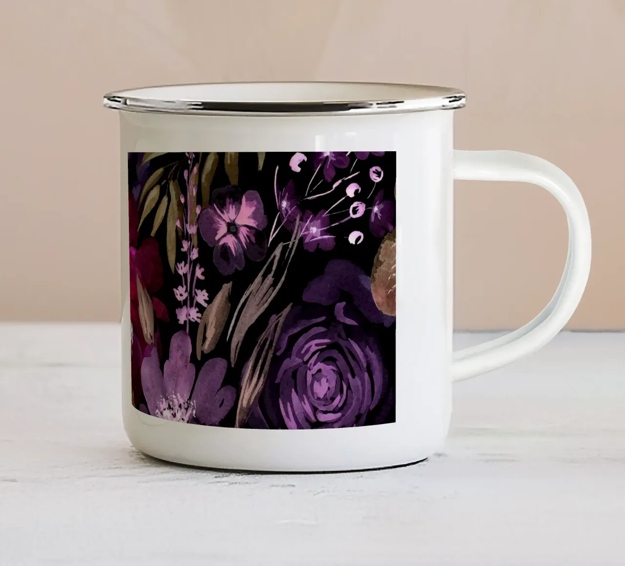 Dark Floral Chaos - Red tazza in smalto da anisillustration