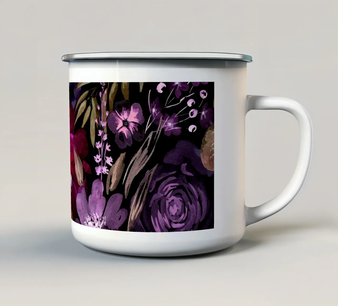 Dark Floral Chaos - Red tazza in smalto da anisillustration