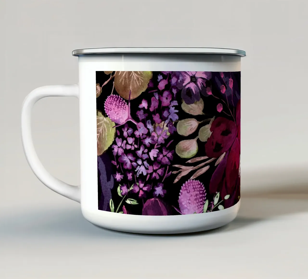 Dark Floral Chaos - Red tazza in smalto da anisillustration
