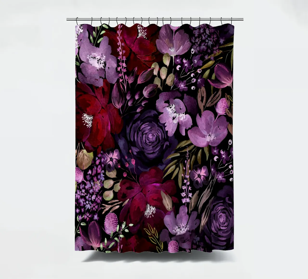 Dark Floral Chaos - Red tenda da doccia da anisillustration
