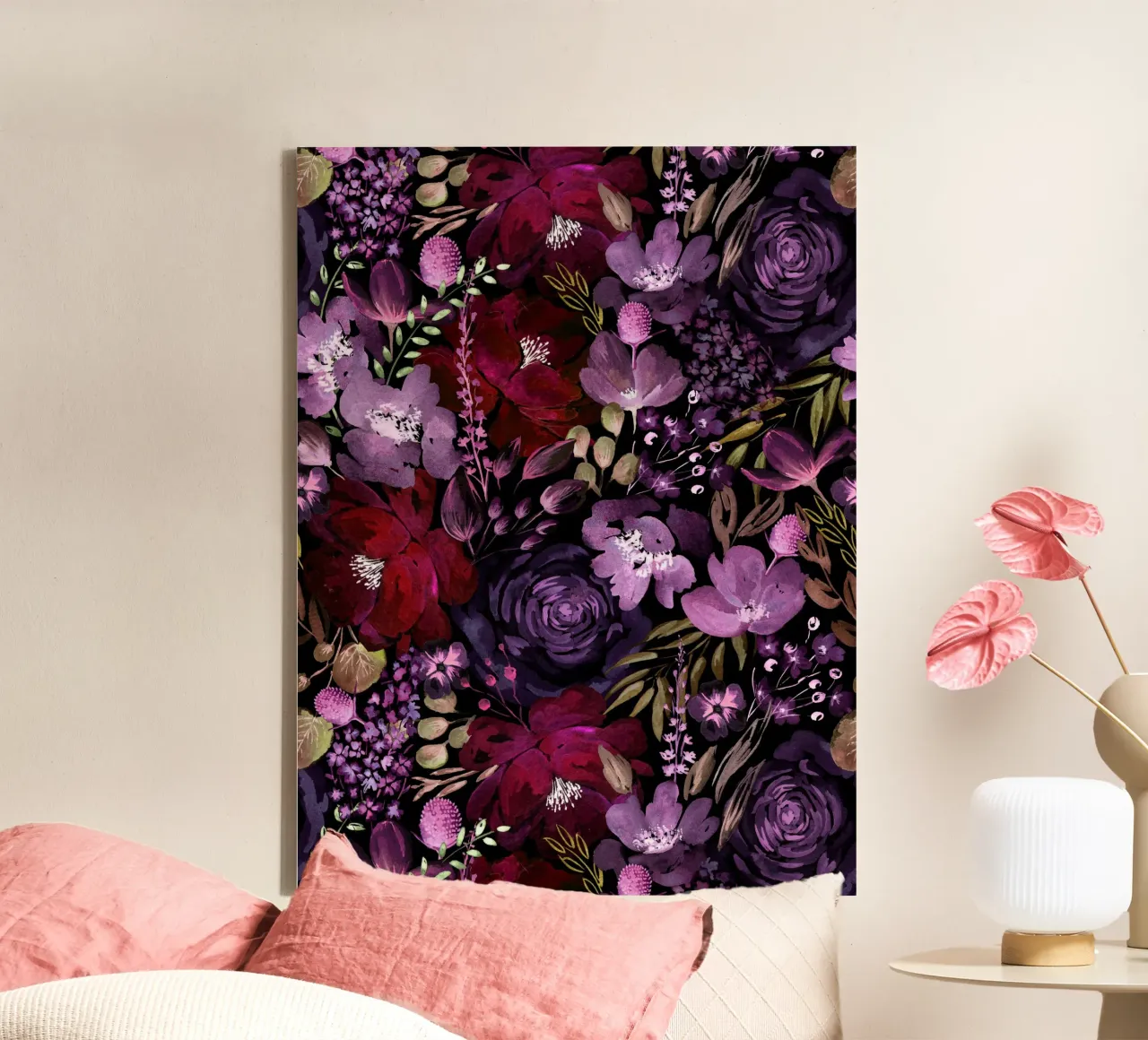 Dark Floral Chaos - Red canvas by anisillustration