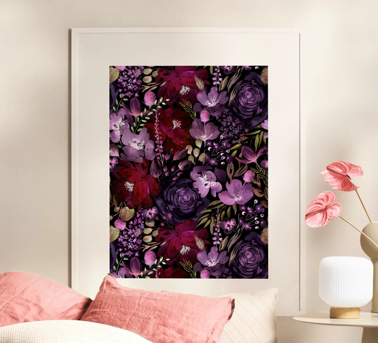 Dark Floral Chaos - Red carta hahnemühle da anisillustration