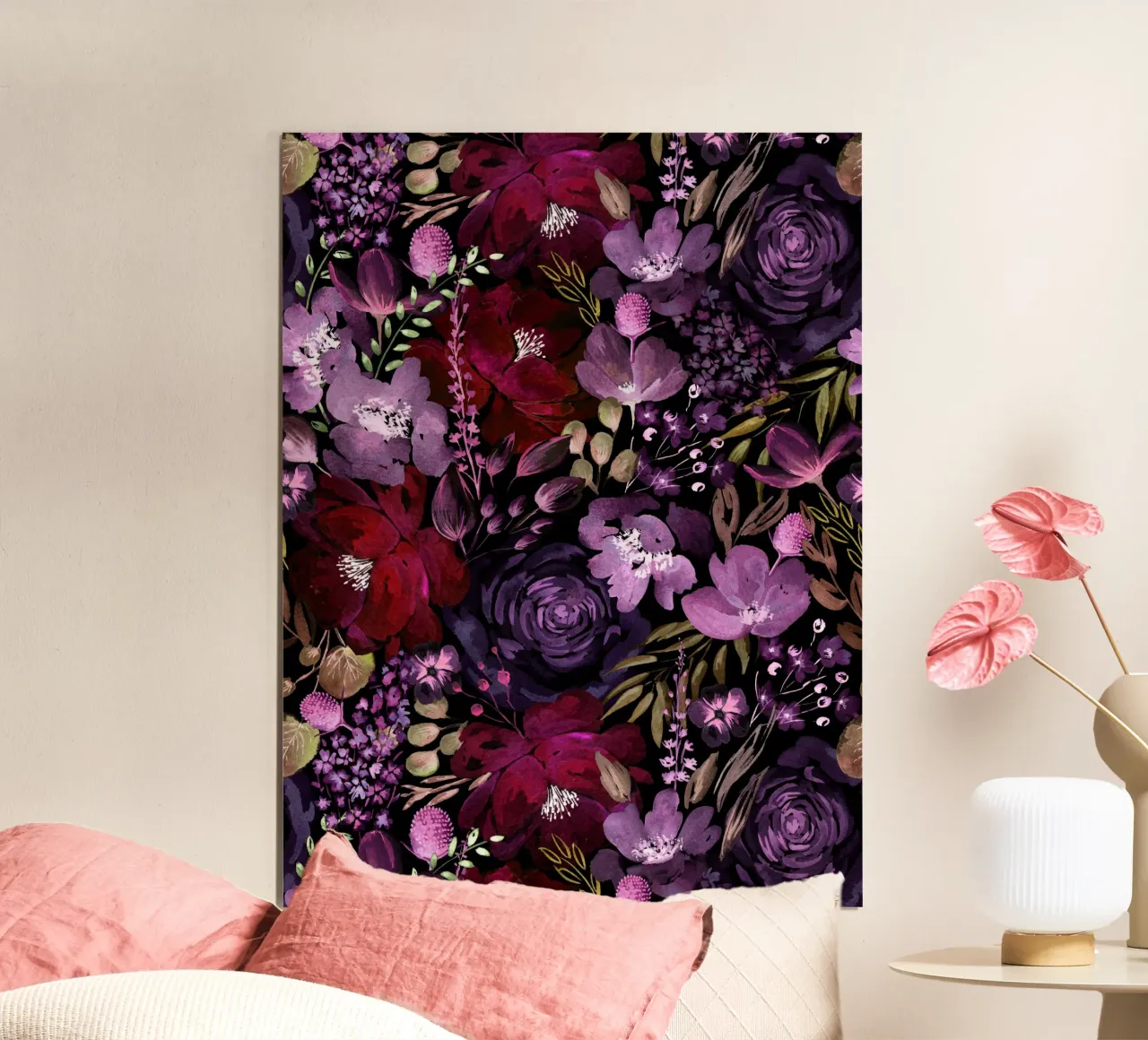 Dark Floral Chaos - Red carta hahnemühle da anisillustration