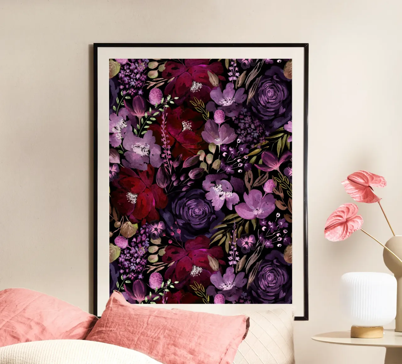 Dark Floral Chaos - Red carta hahnemühle da anisillustration