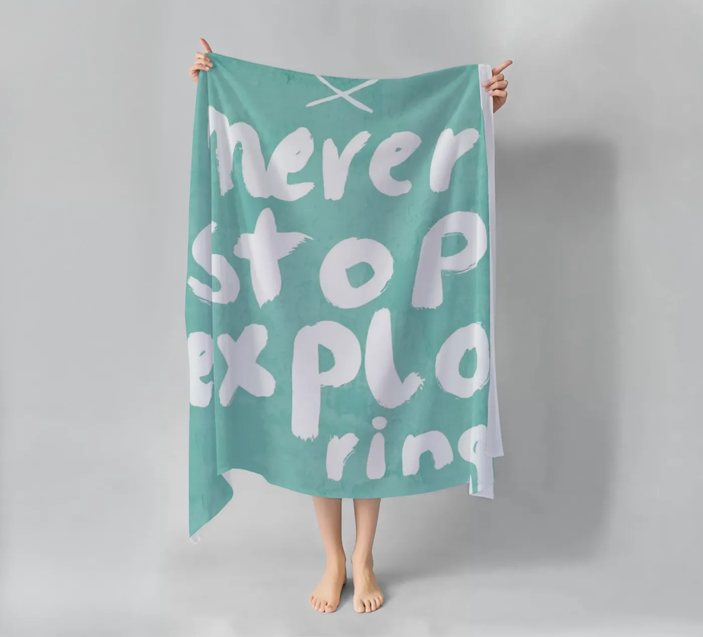 Never Stop Exploring beach towel by treechild