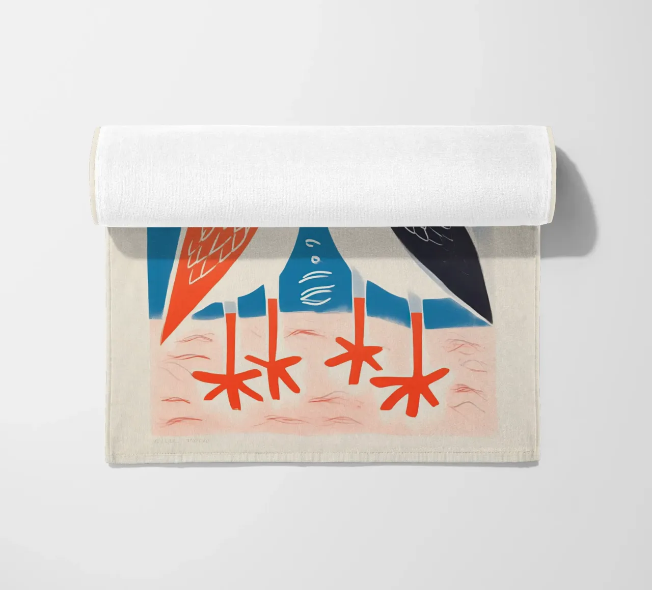 Twee zeemeeuwen in gesprek | Kleurrijke maritieme prints strandhanddoek van Autofocus