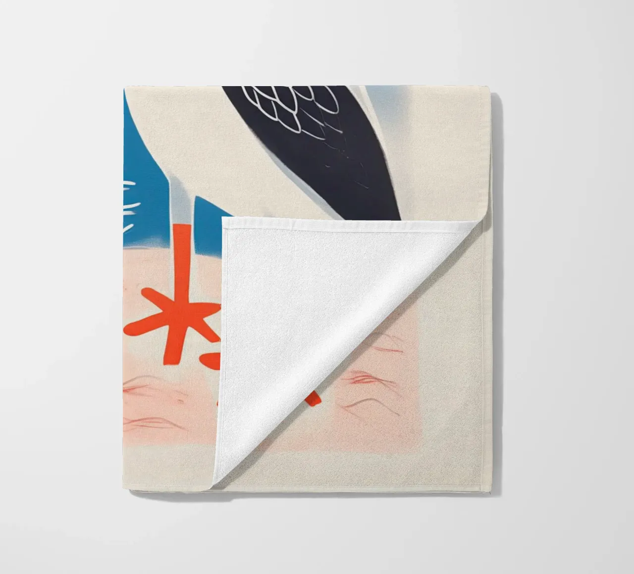 Twee zeemeeuwen in gesprek | Kleurrijke maritieme prints strandhanddoek van Autofocus