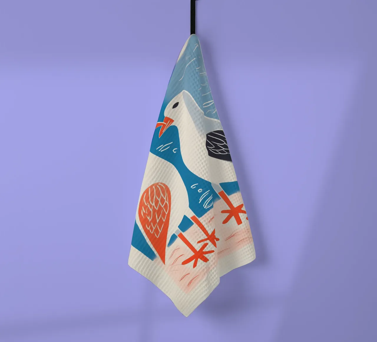 Twee zeemeeuwen in gesprek | Kleurrijke maritieme prints theedoek van Autofocus