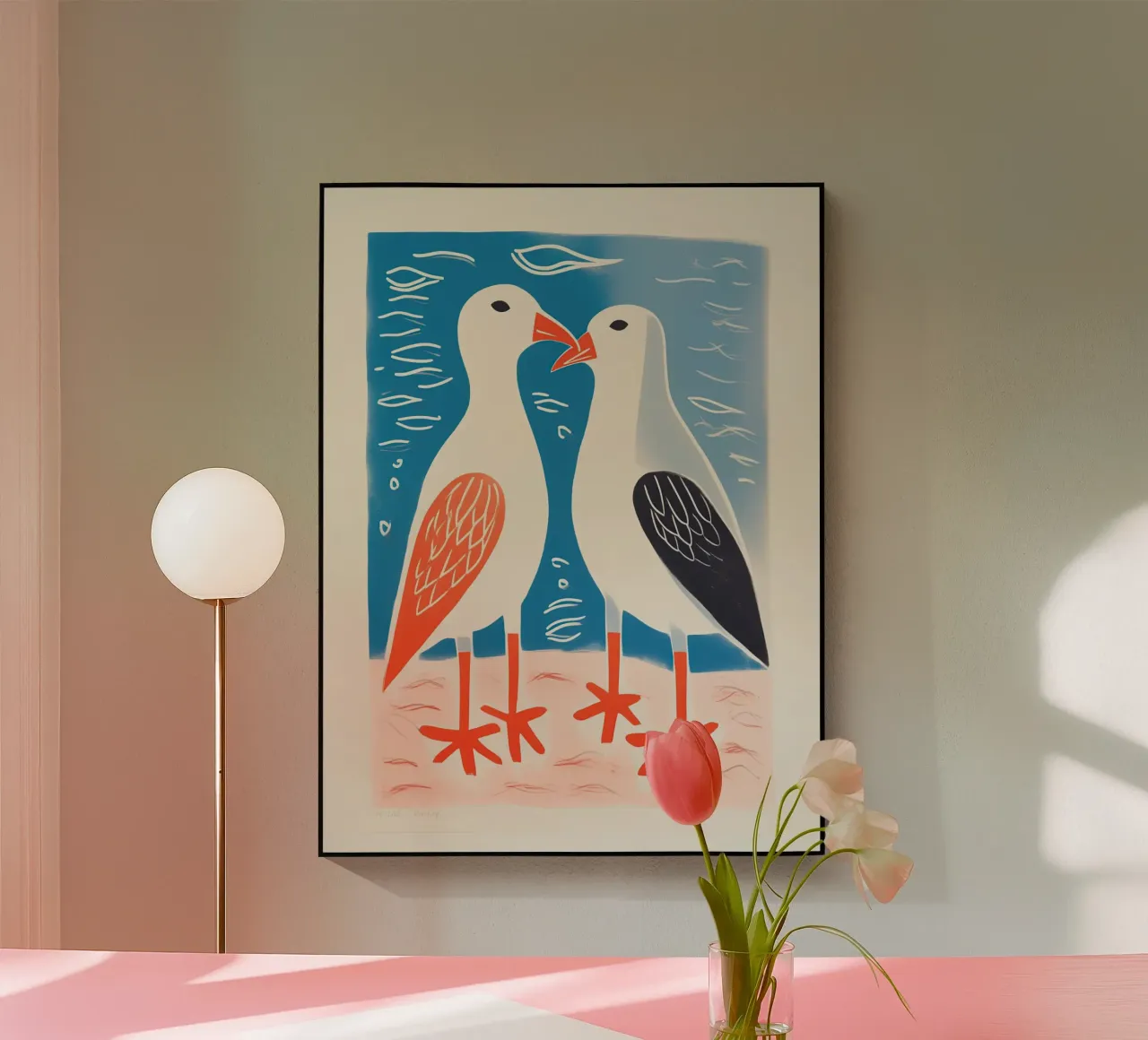 Twee zeemeeuwen in gesprek | Kleurrijke maritieme prints acryl van Autofocus