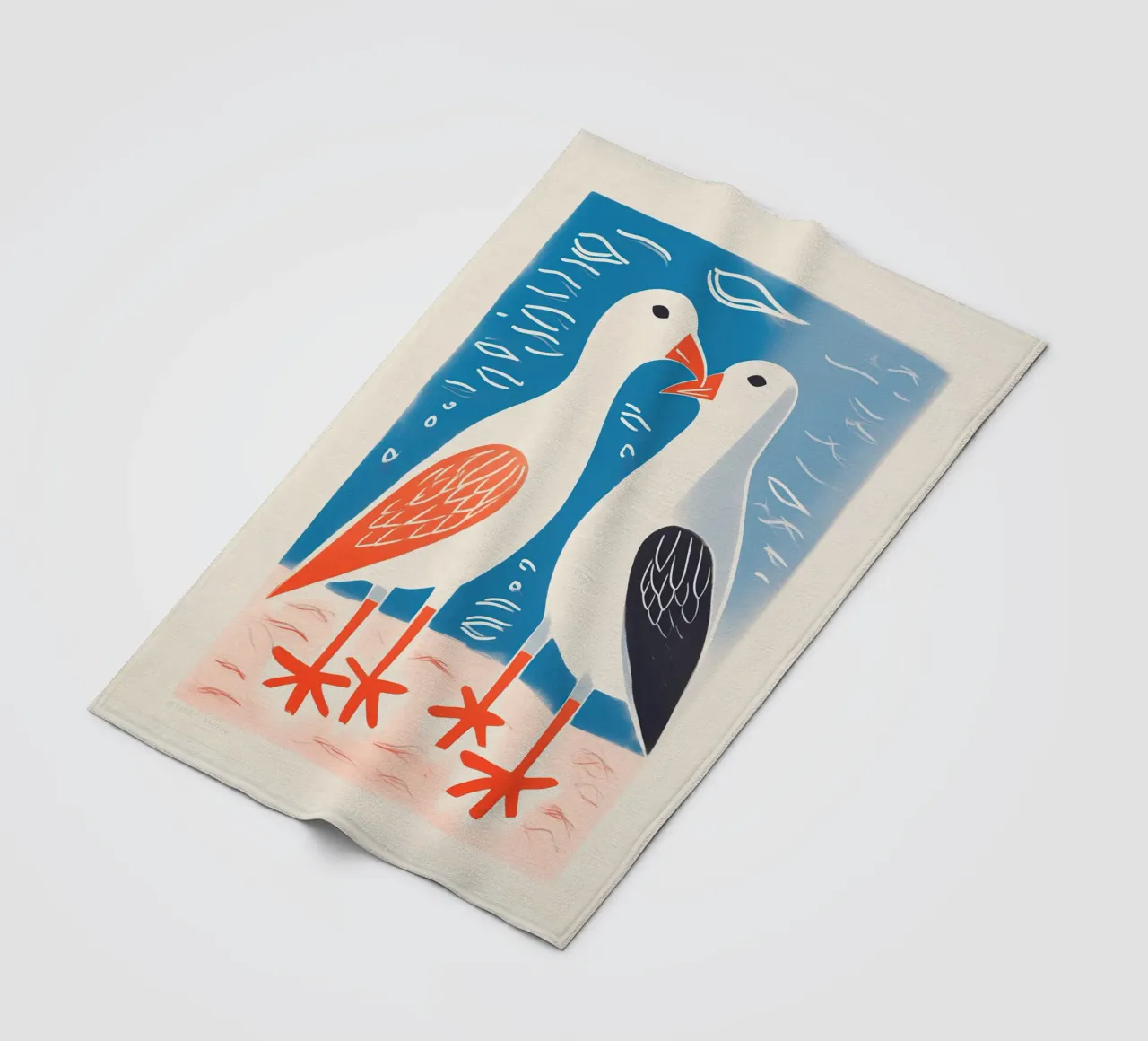 Twee zeemeeuwen in gesprek | Kleurrijke maritieme prints fleecedeken van Autofocus