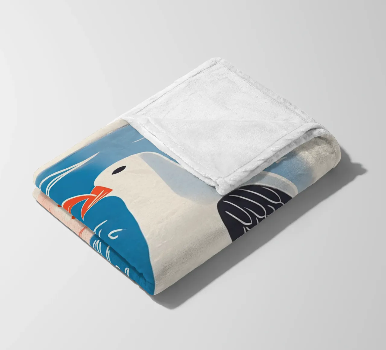 Twee zeemeeuwen in gesprek | Kleurrijke maritieme prints fleecedeken van Autofocus