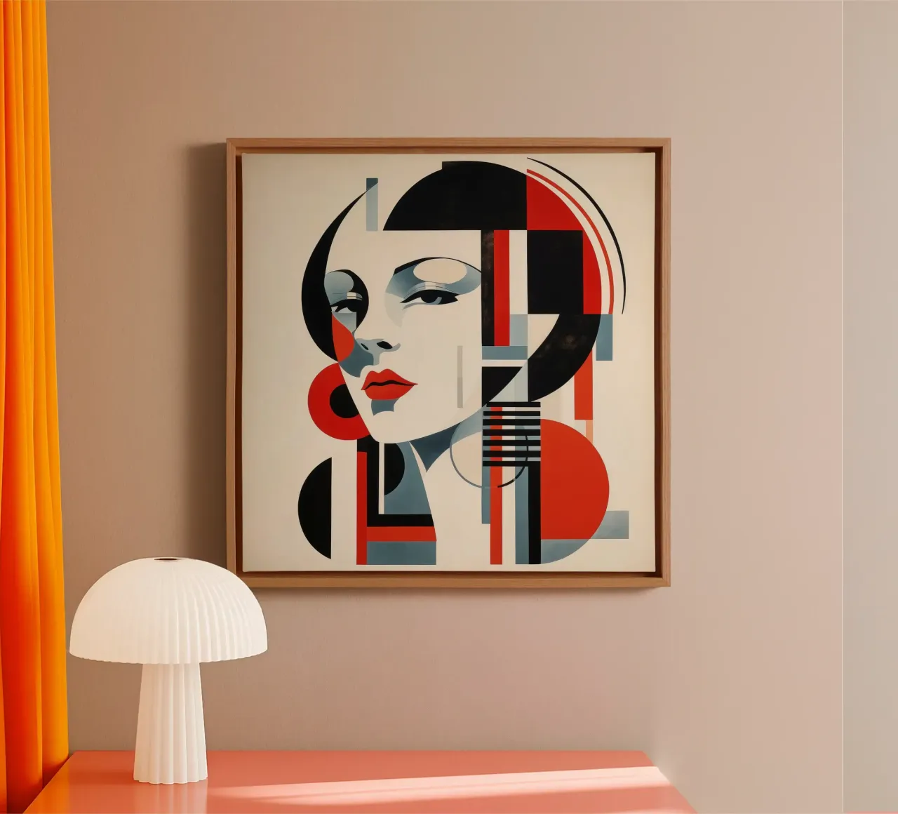 Bauhaus Französische Frau Leinwand mit Schattenfugenrahmen von Artful Muse
