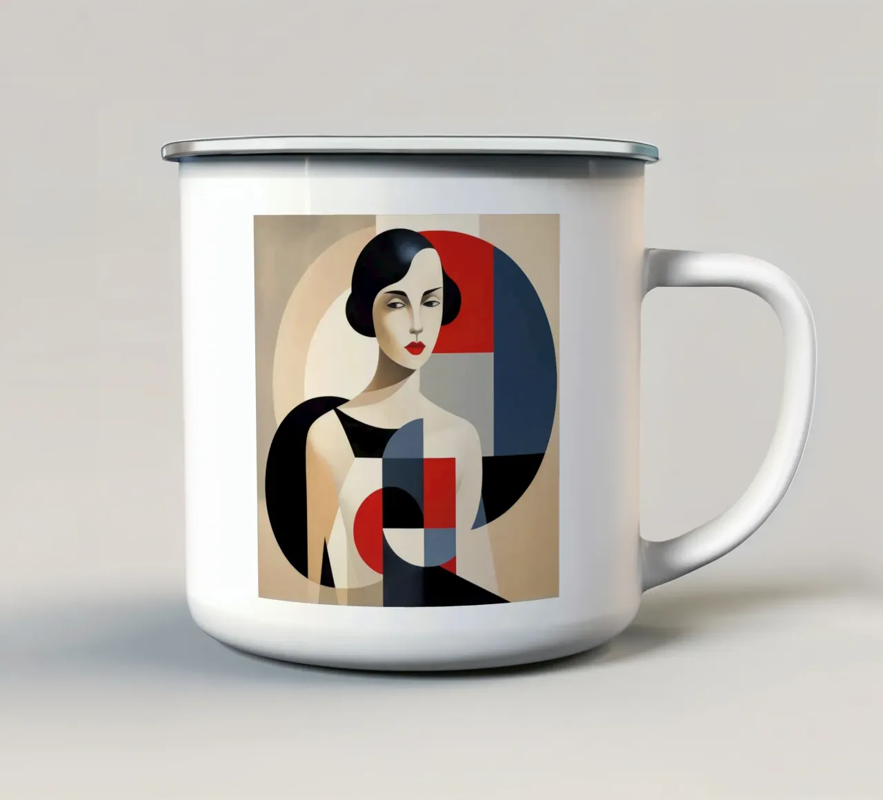 Donna francese Bauhaus tazza in smalto da Artful Muse