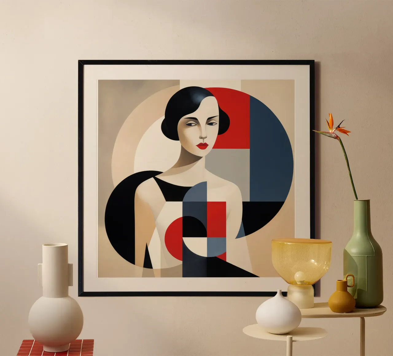 Donna francese Bauhaus poster con telaio in plastica da Artful Muse