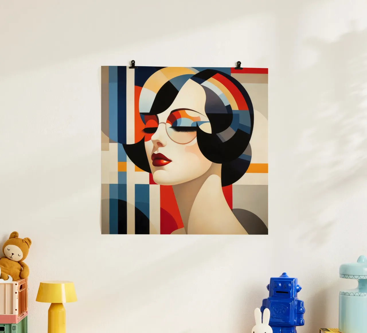 Donna francese Bauhaus poster con telaio in alluminio da Artful Muse