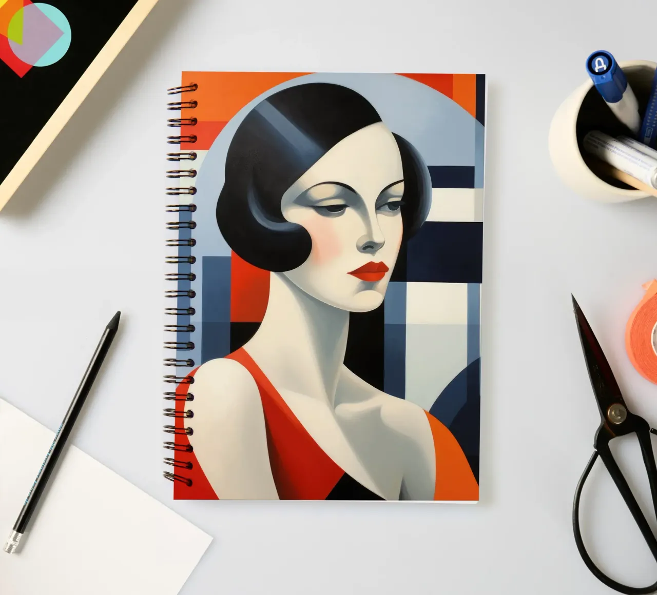 Bauhaus French Woman spiral notebook by Artful Muse