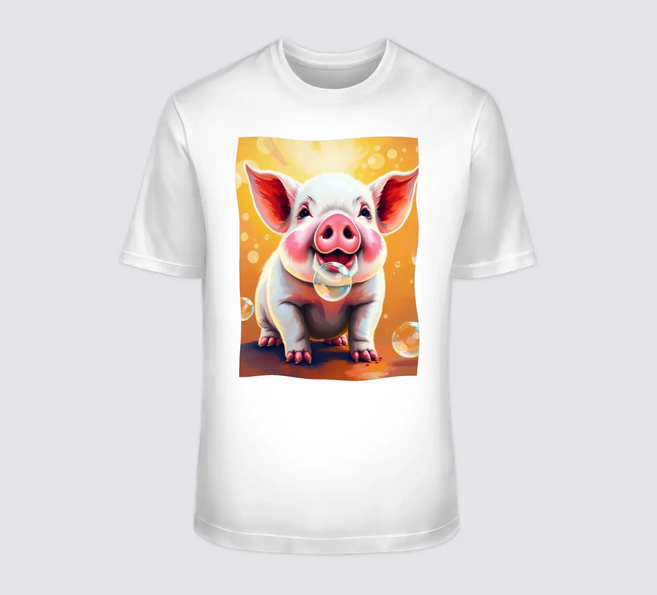 Happy piglet blowing bubbles in a playful mood t-shirt by DesignDoodle