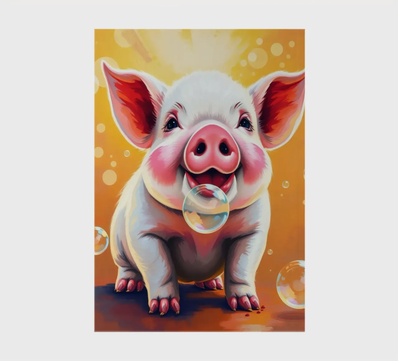 Happy piglet blowing bubbles in a playful mood notebook by DesignDoodle