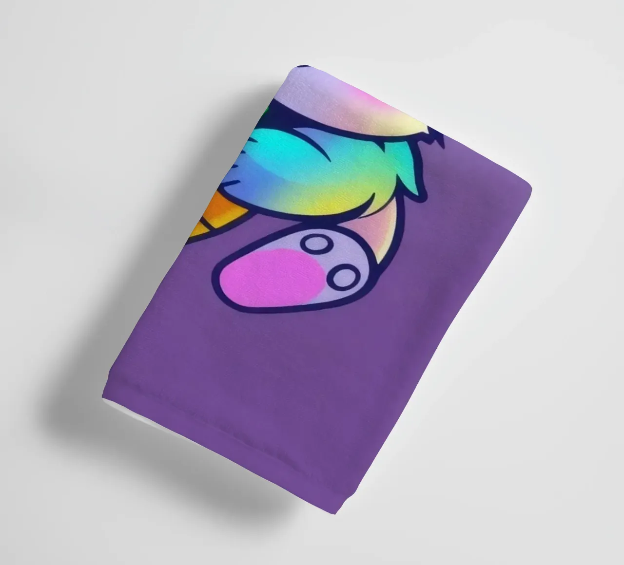 cartoon rabbit with a crown and a carrot on a vibrant purple towel by DesignDoodle