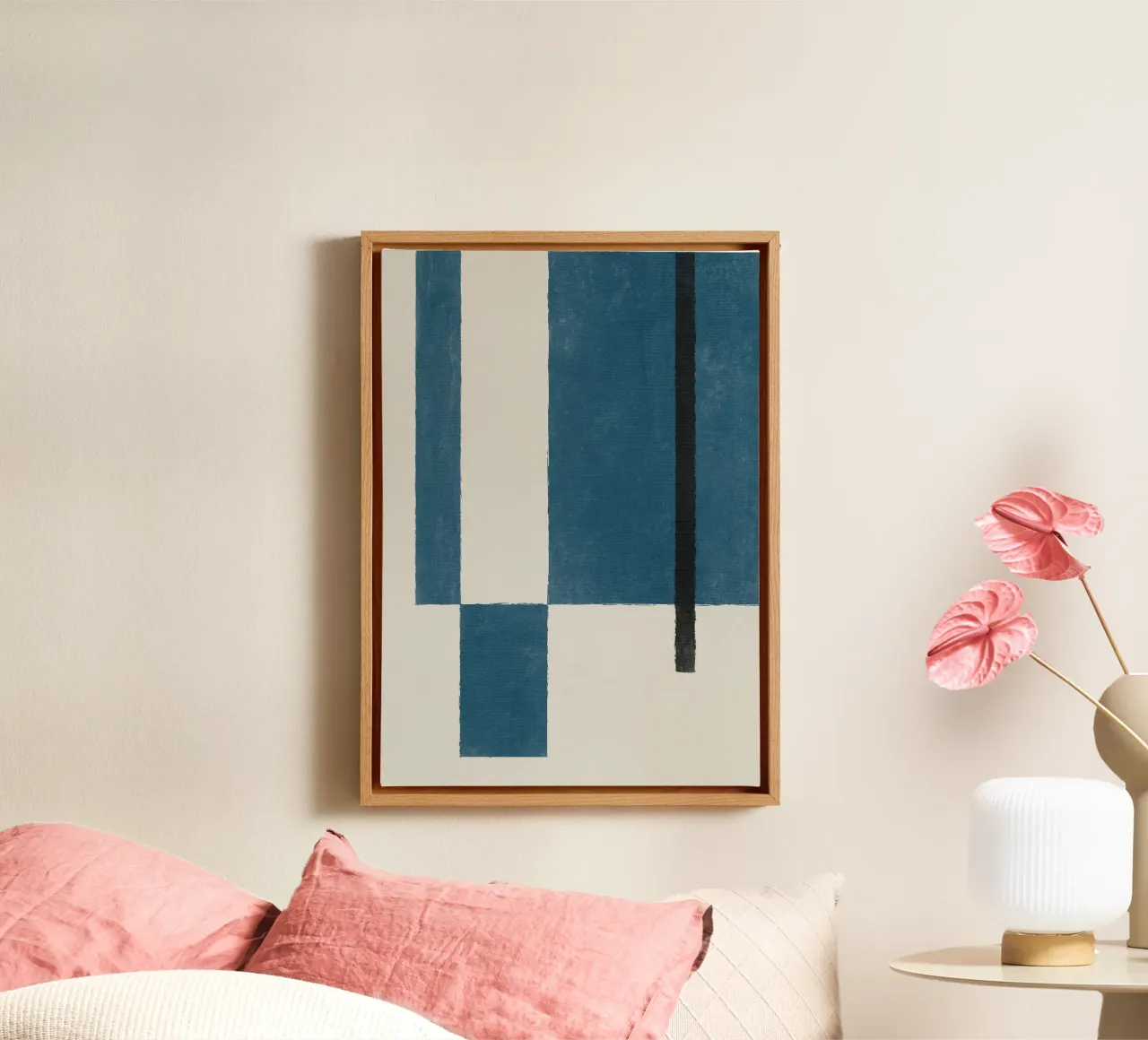 Blue Blocks canvas met Baklijst van artesutileco