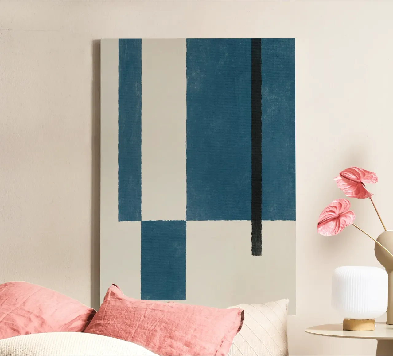 Blue Blocks canvas met Baklijst van artesutileco