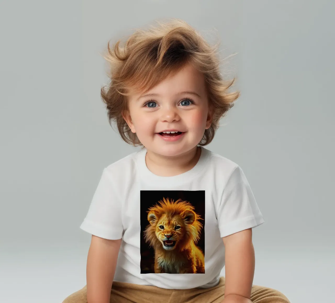 Jong leeuwenwelpje met levendige vacht en expressieve ogen vastgelegd baby t-shirt van DesignDoodle