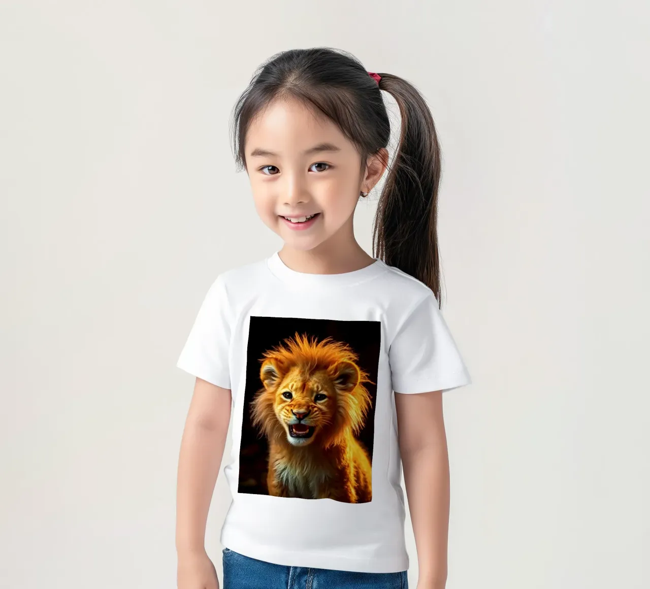 Jong leeuwenwelpje met levendige vacht en expressieve ogen vastgelegd kinder t-shirt van DesignDoodle