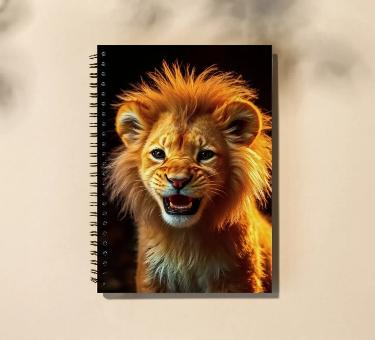 Young lion cub with vibrant fur and expressive eyes captured spiral notebook by DesignDoodle