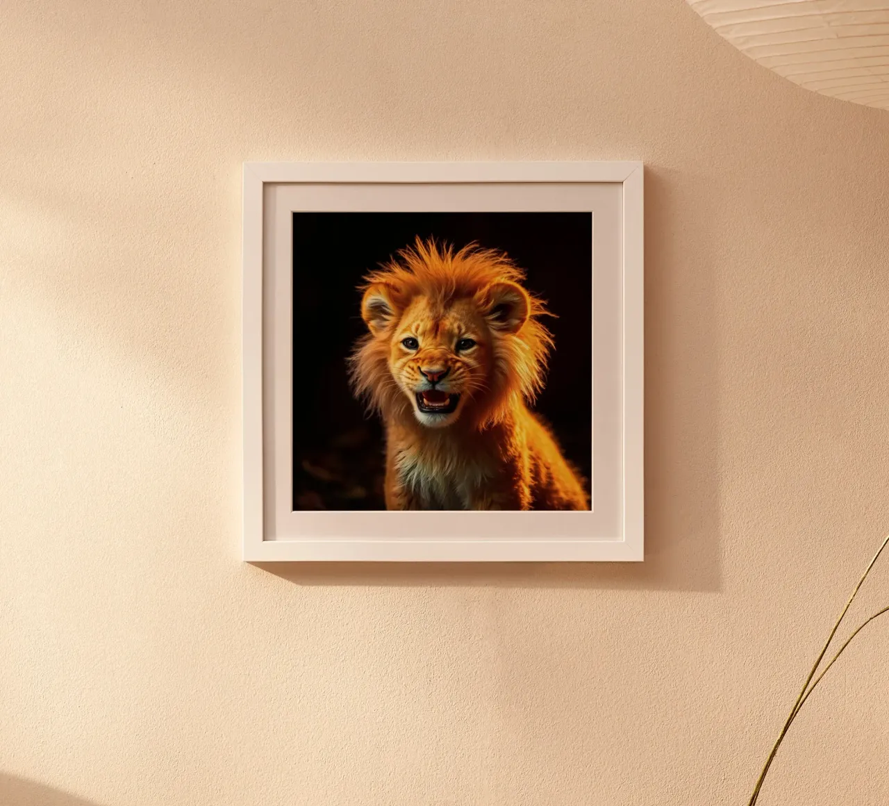 Jong leeuwenwelpje met levendige vacht en expressieve ogen vastgelegd hahnemühle van DesignDoodle