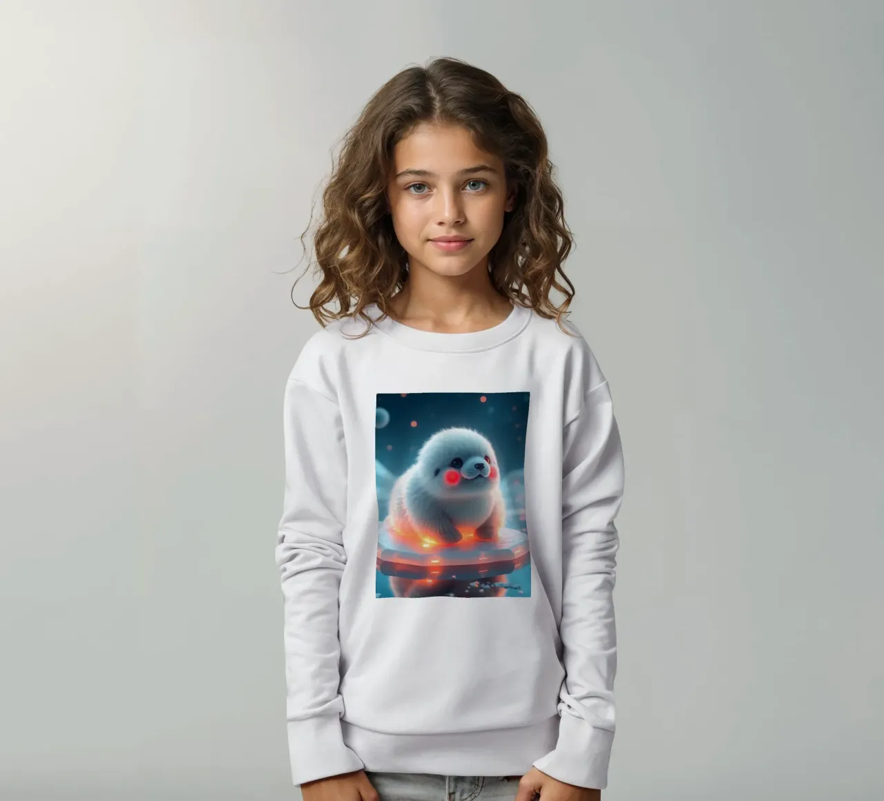 Adorabile cucciolo di foca che riposa sul ghiaccio incandescente in una tranquilla zona polare felpa bambino da DesignDoodle