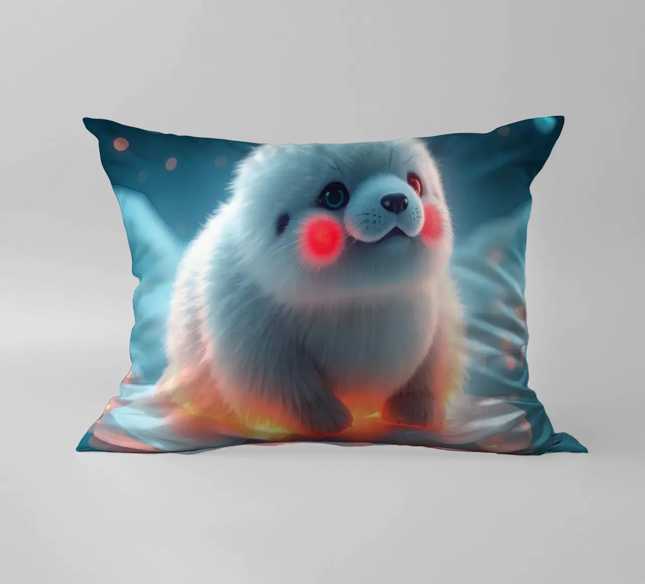 Adorabile cucciolo di foca che riposa sul ghiaccio incandescente in una tranquilla zona polare cuscino da DesignDoodle