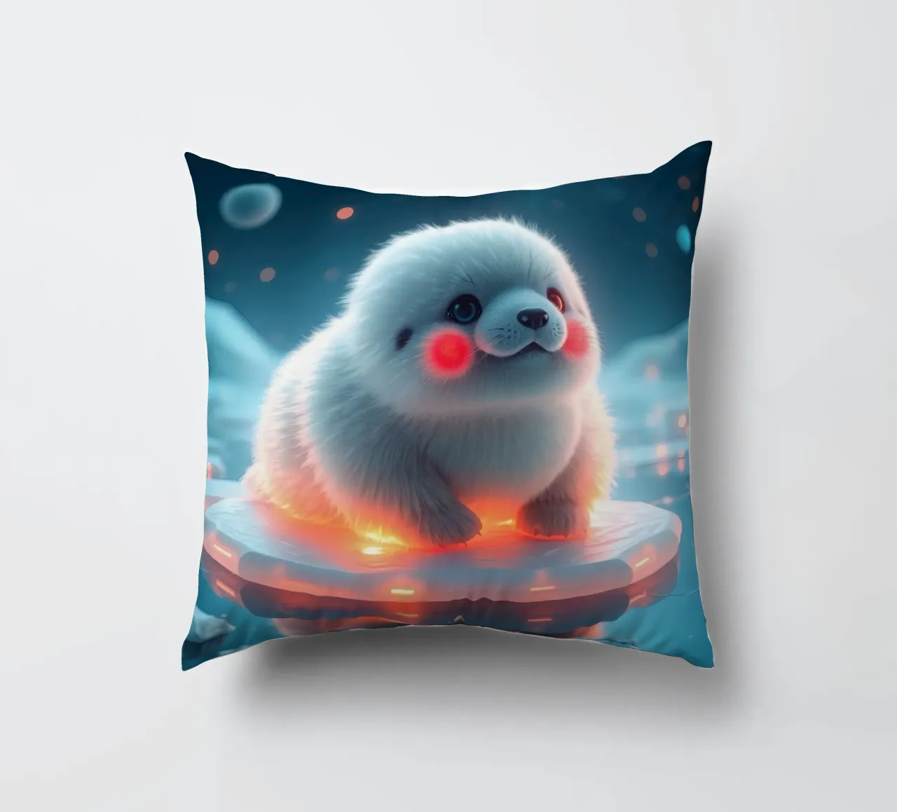 Adorabile cucciolo di foca che riposa sul ghiaccio incandescente in una tranquilla zona polare cuscino da DesignDoodle
