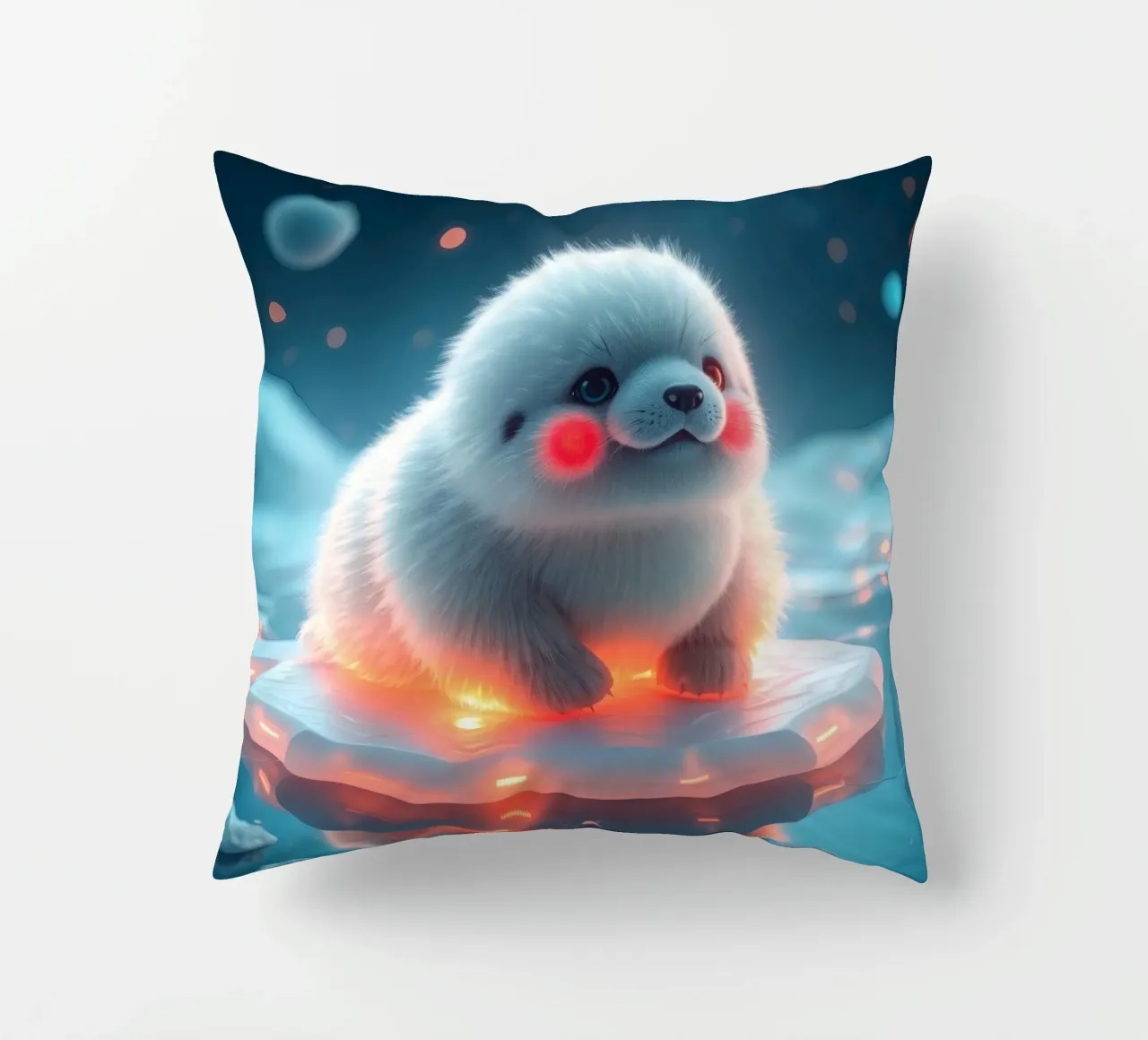 Adorabile cucciolo di foca che riposa sul ghiaccio incandescente in una tranquilla zona polare cuscino da DesignDoodle