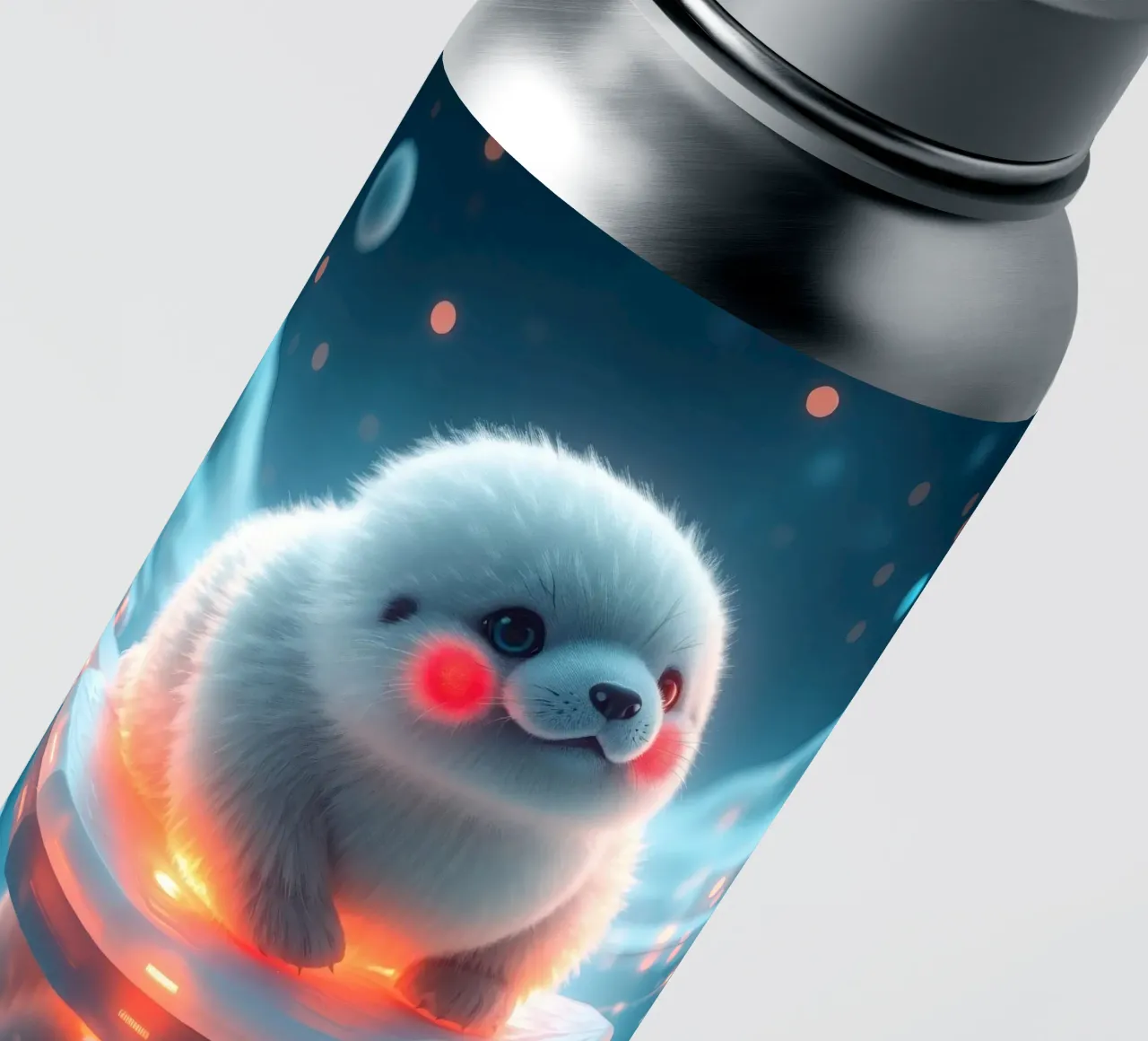 Adorable seal pup resting on glowing ice in a tranquil polar sticker by DesignDoodle